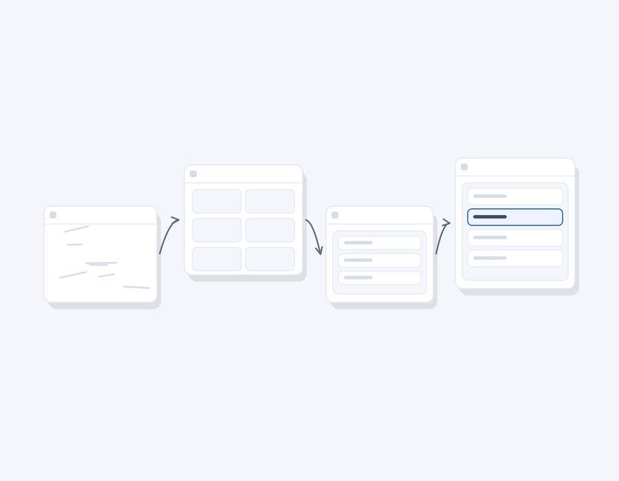 An analytical tool progressing from an initial sketch to a finished decision board