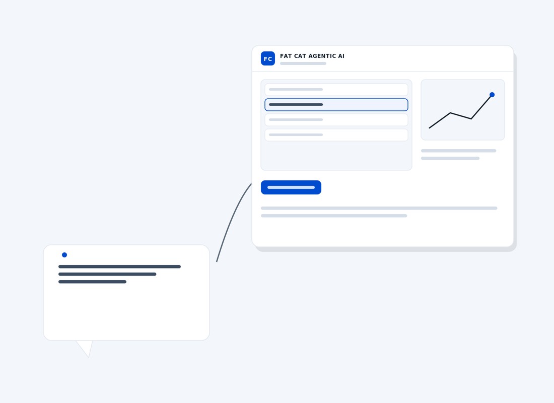Minimal illustration of a conversation becoming working software: a speech bubble flowing into an application window