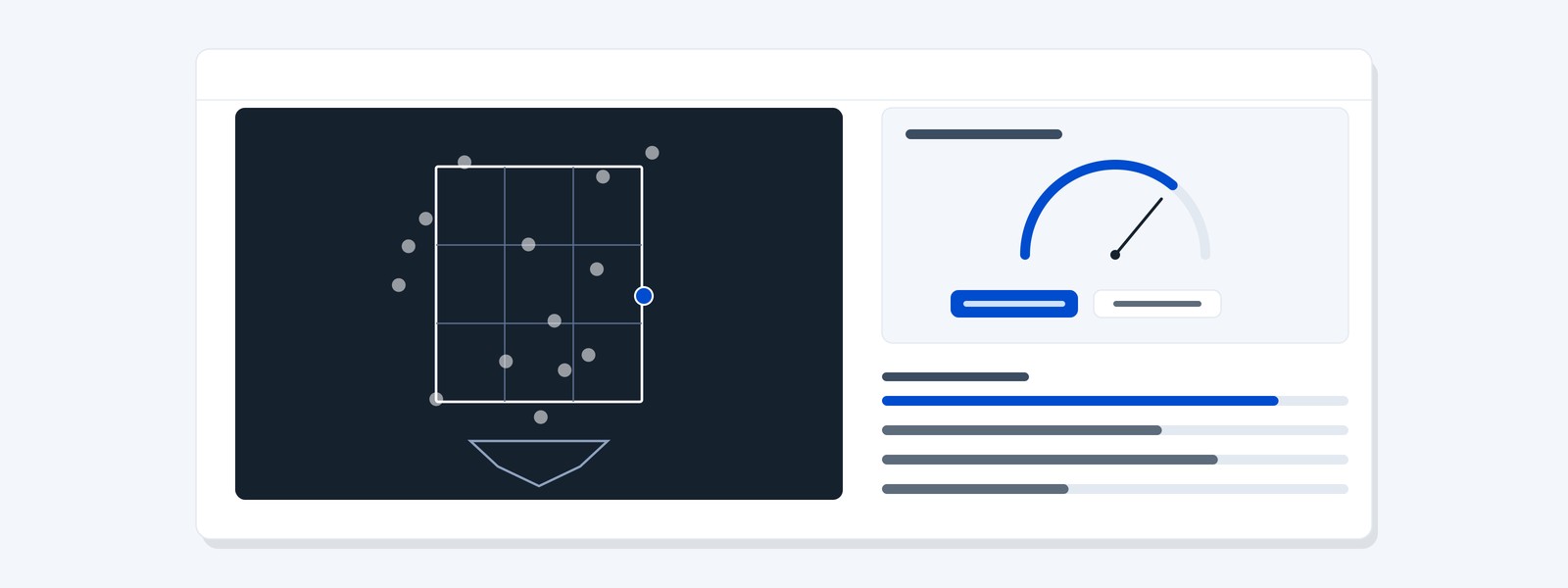 Precise wireframe strike zone with several trajectory lines passing through